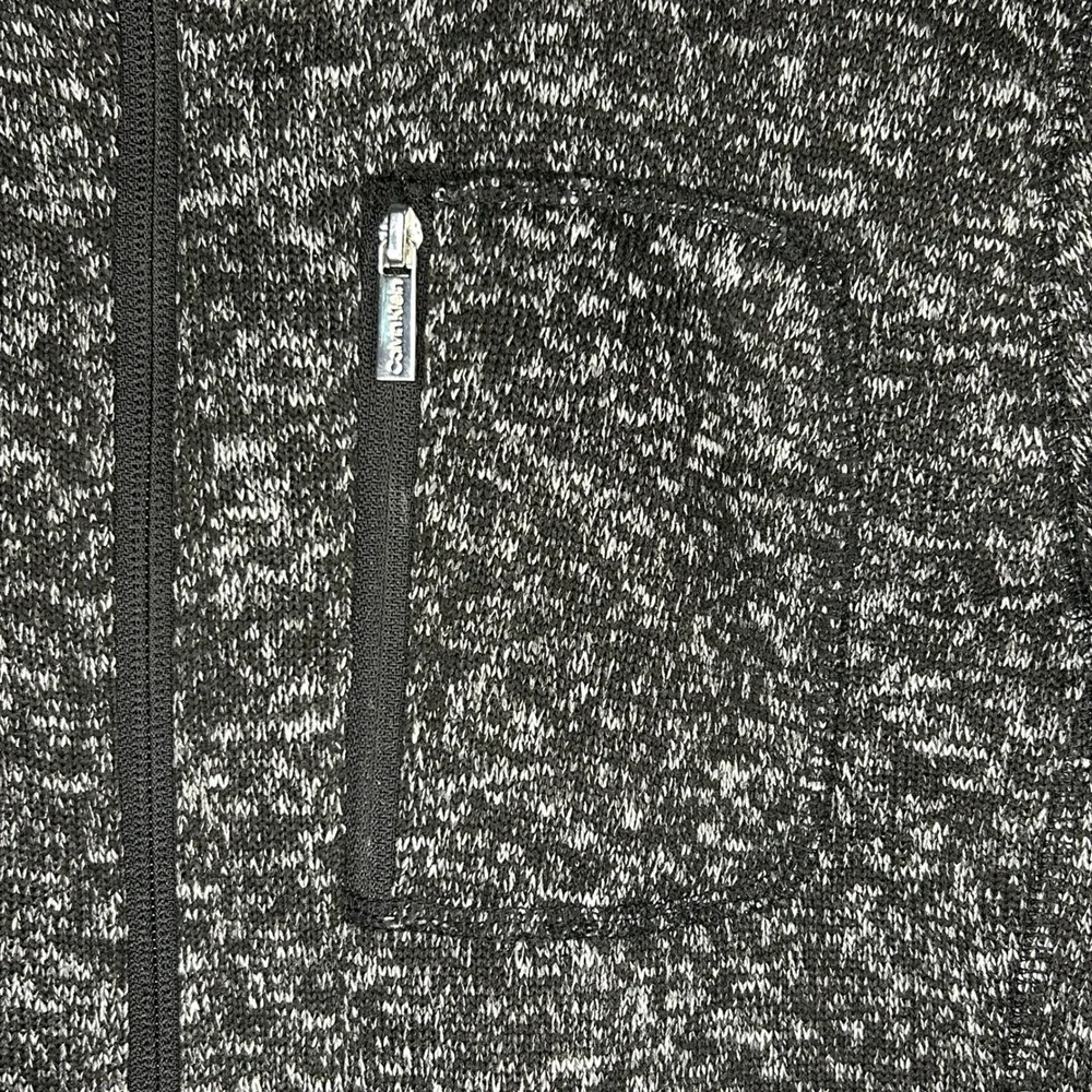 Calvin Klein Full Zip Marled Knit Sweater Jacket Black White M Athleisure Fall